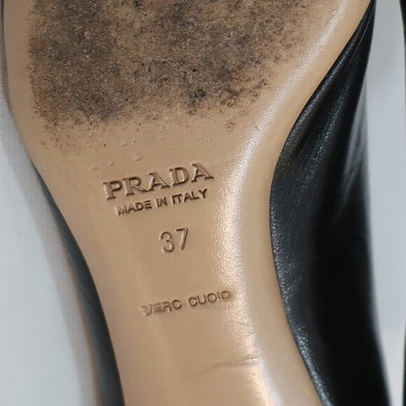 Authentic Womens Prada Black Pink Leather Buffalo City Loafer Pumps 37 US/7 - Picture 13 of 16